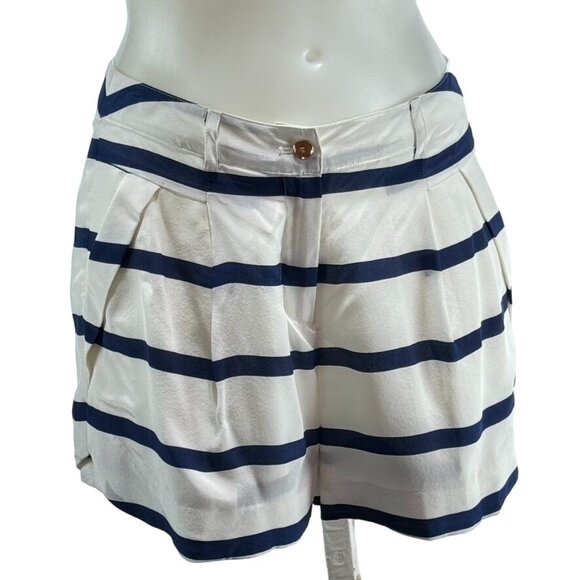 ANNIE GRIFFIN Women's Shorts Silk Blue White Striped Pockets Lined Size 6 - Picture 1 of 10